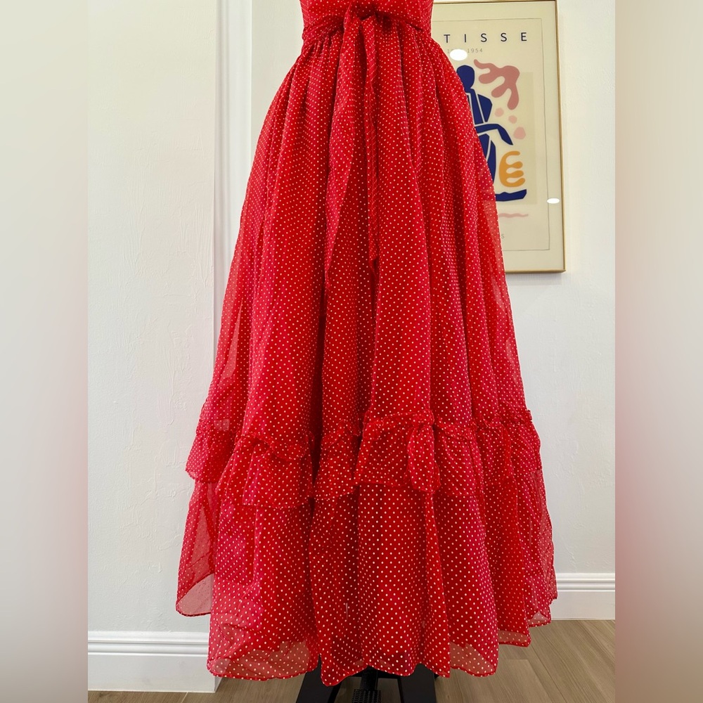 Vintage 70’s/80’s Polka Dot Ruffle Gown - Picture 12 of 16